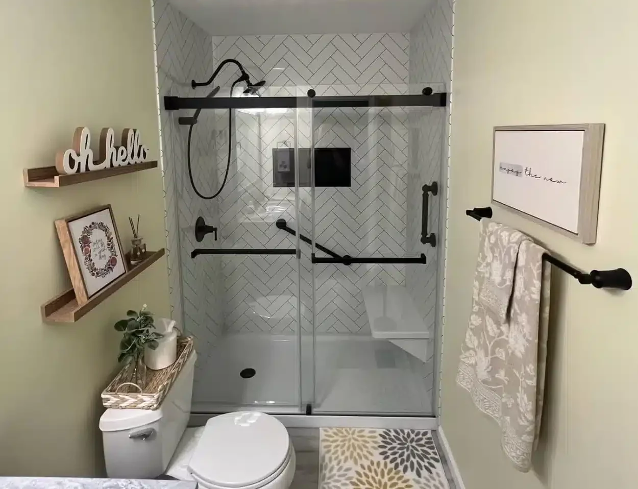 Shower remodel in residential bathroom in Dayton, OH.