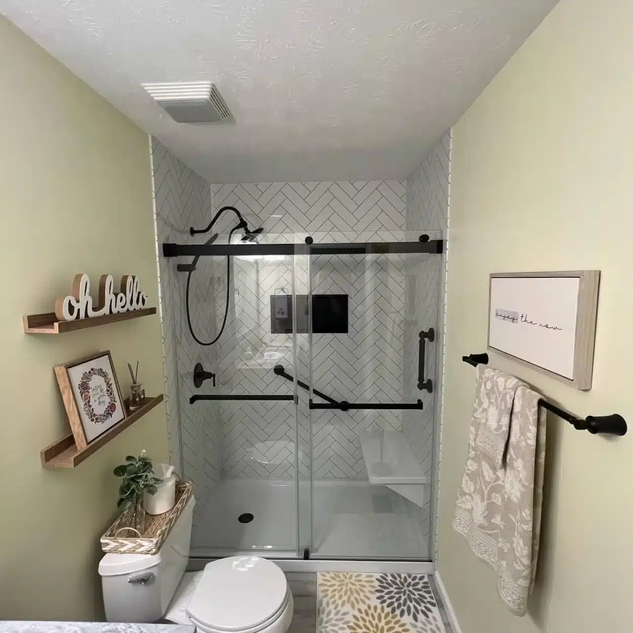 Shower remodel in residential bathroom in Dayton, OH.