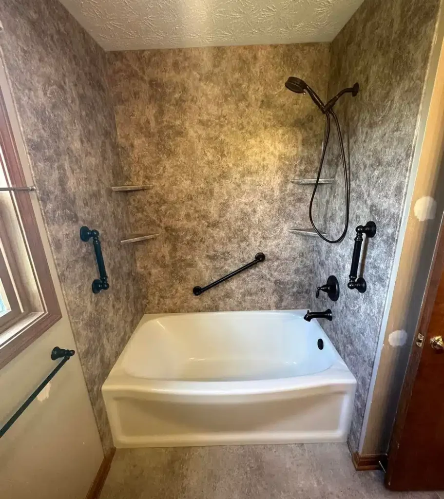 Tub remodel in residential bathroom in Dayton, OH.