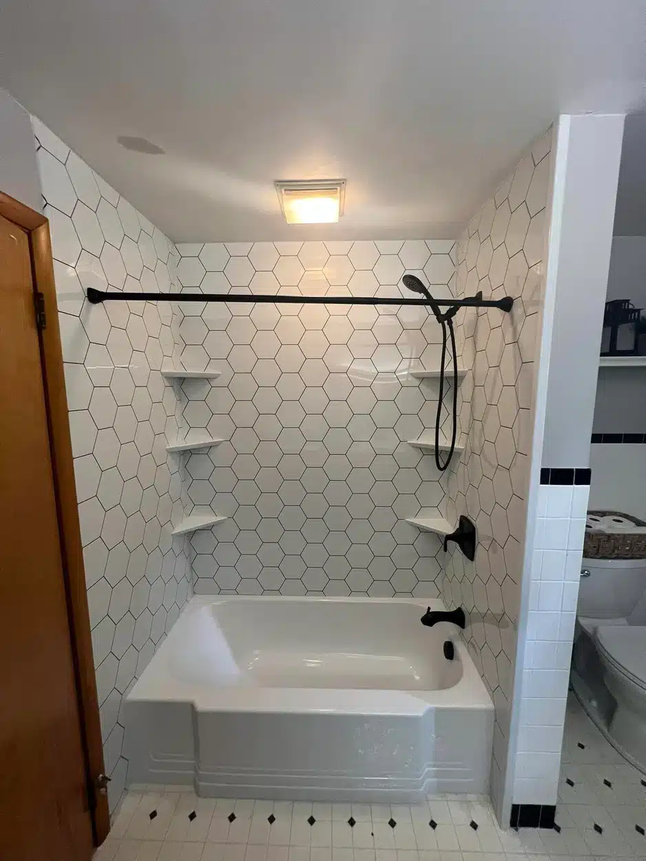 Tub remodel in residential bathroom in Dayton, OH.