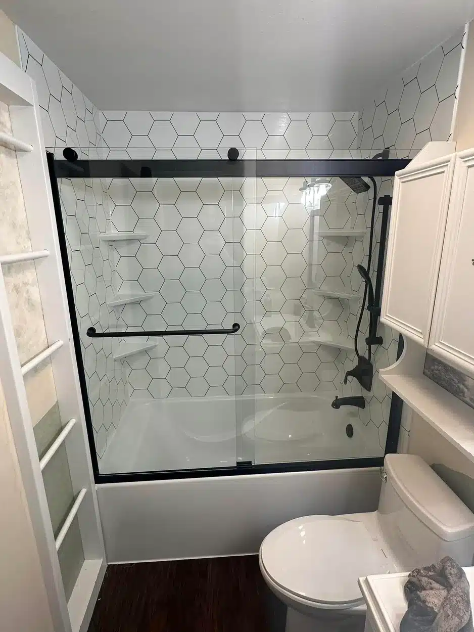 Bathtub/shower combo in residential home in Dayton, OH.
