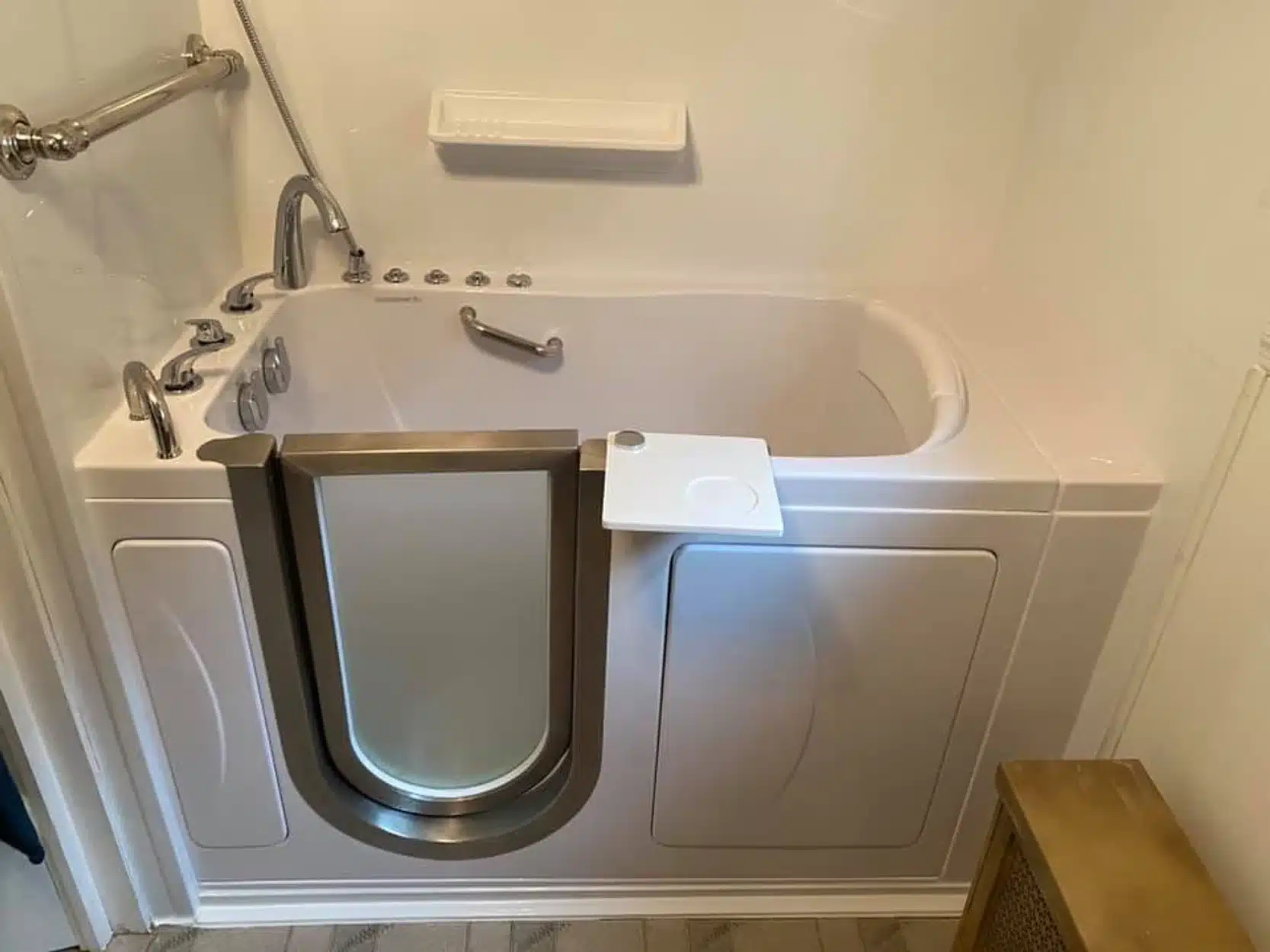 Walk in tub in residential bathroom in Dayton, OH.