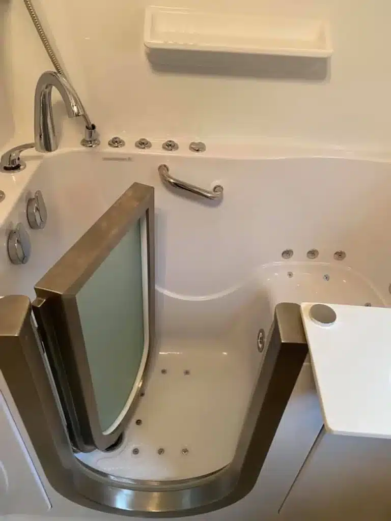 Walk in tub in residential bathroom in Dayton, OH.