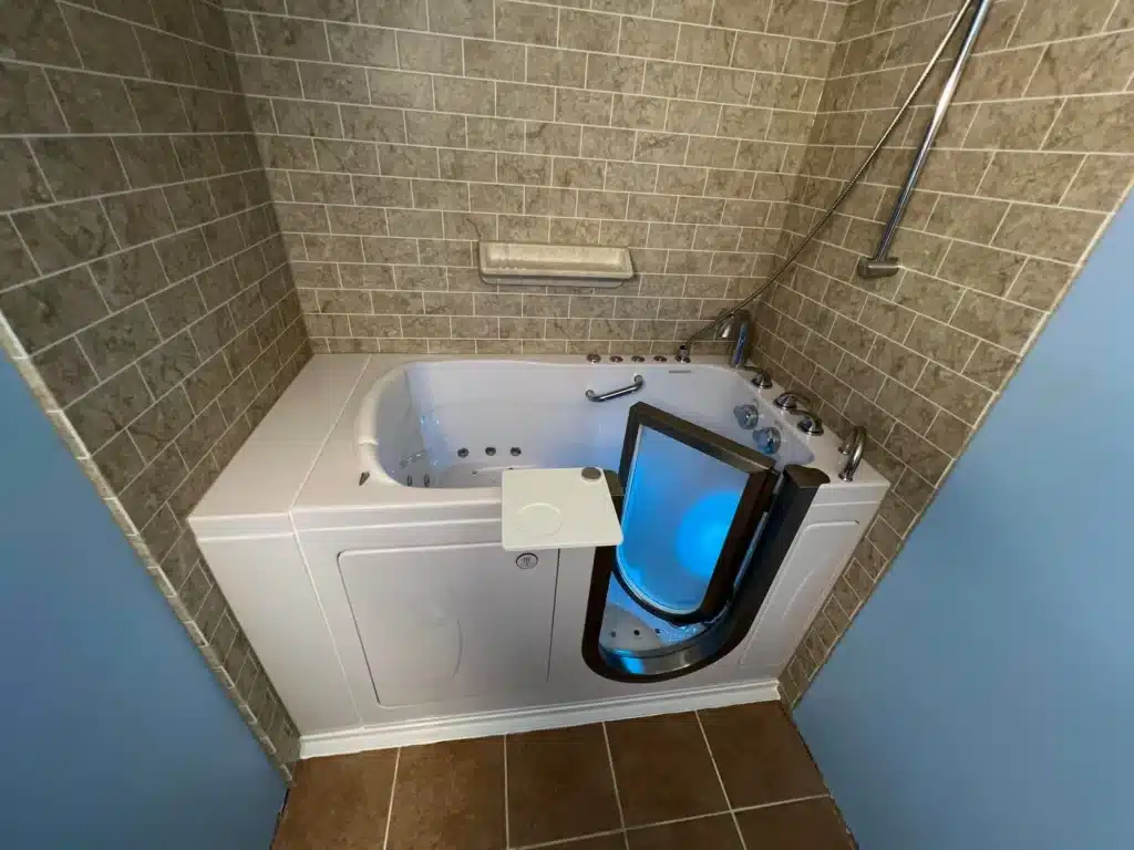 Walk in tub in residential bathroom in Dayton, OH.
