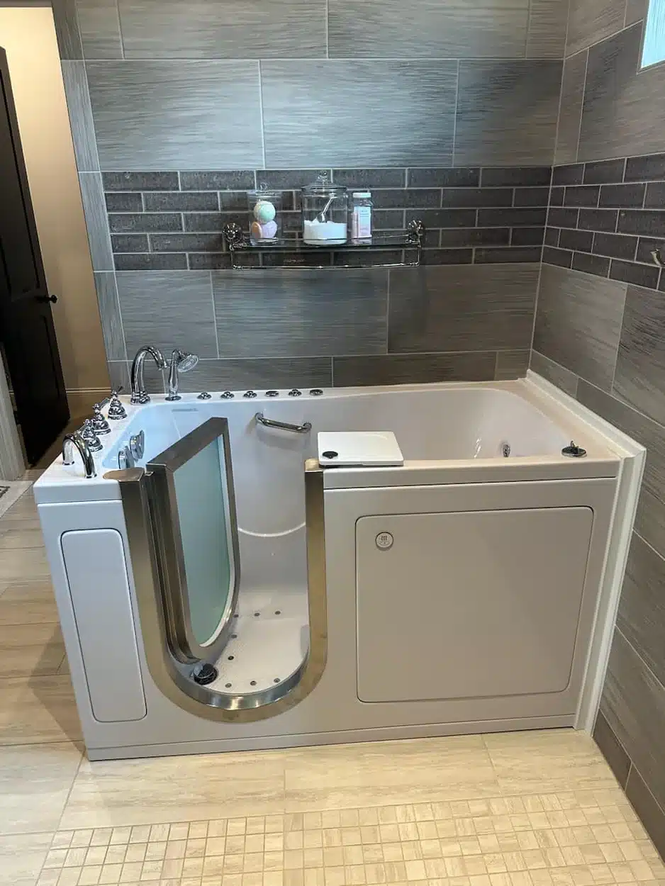 Walk in tub in residential bathroom in Dayton, OH.