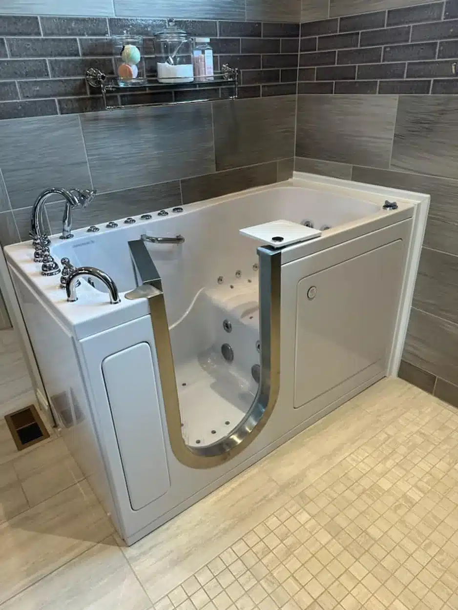Walk in tub in residential bathroom in Dayton, OH.
