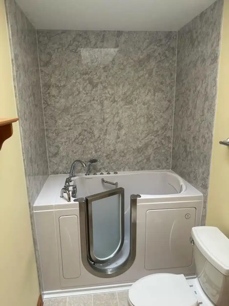 Walk in tub in residential bathroom in Dayton, OH.